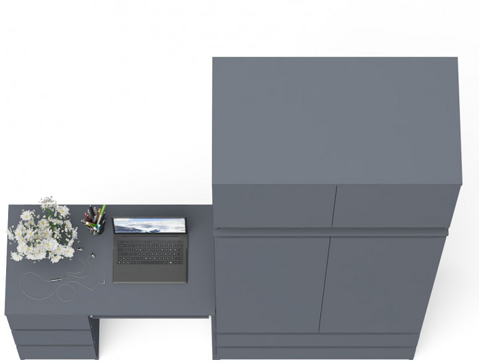 Мори компьютерный стол МС-6 левый + Шкаф МШ900.1 + Антресоль МА900.1, графит