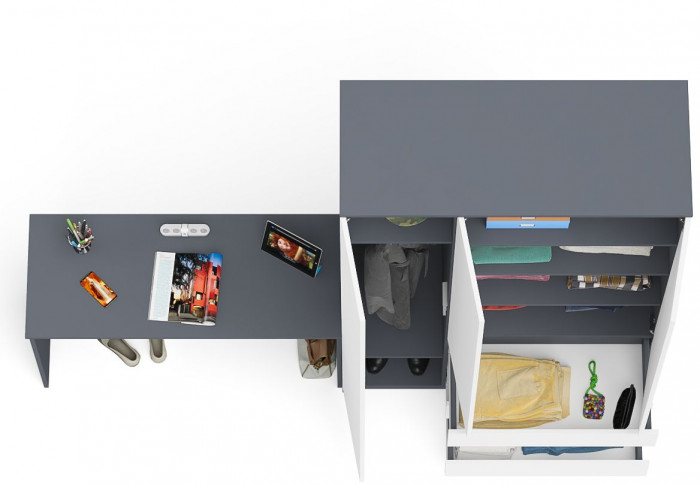 Мори письменный стол МСП1200.1 + Шкаф МШ1200.1, графит/белый