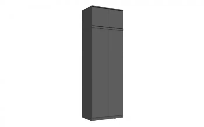 Челси Шкаф 2-х створчатый платяной + антресоль к шкафу 800 (Графит, Графит)