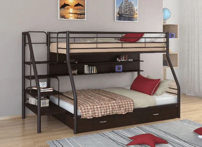 Двухъярусная кровать Толедо-1ПЯ (Черный)