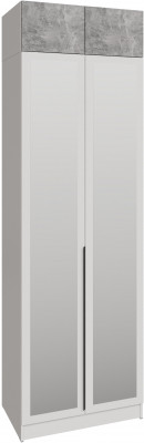 Шкаф 0,8 с антресолью и зеркалом Мадрид, Белый/Ателье светлое