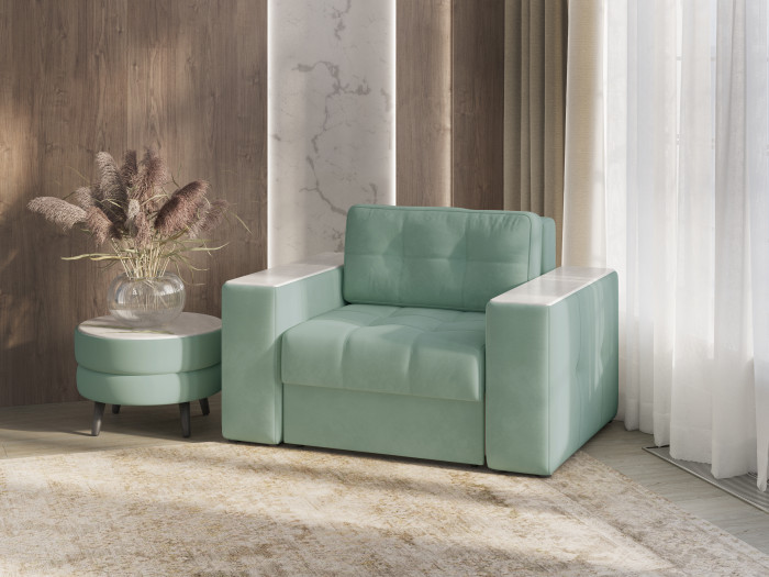 Кресло-кровать "Нави", Мятный/МДФ холст белый