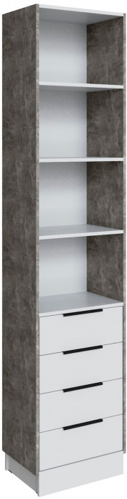 Шкаф Мадрид торцевой (0,35) с 4 ящ, Белый/Ателье светлое