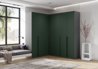 Норд Шкафы угловая композиция, Графит/Изумрудный