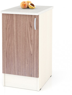 Кухня Мери ШН400 Стол 40 см., цвет дуб/ясень шимо тёмный, ШхГхВ 40х60х85 см., универсальная дверь (столешница № 130 сахара белая)