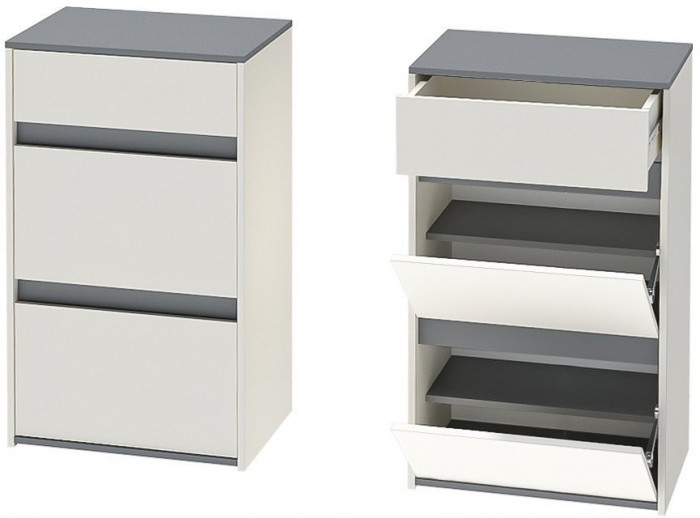 Модульная прихожая Иннэс 12 Набор 3 (Графит / Миндаль)