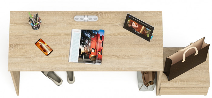 Мори Стол письменный МСП1200.1 + Тумба ТМП400.1, цвет дуб сонома, ШхГхВ 160,8х50х76,6 см., универсальная сборка