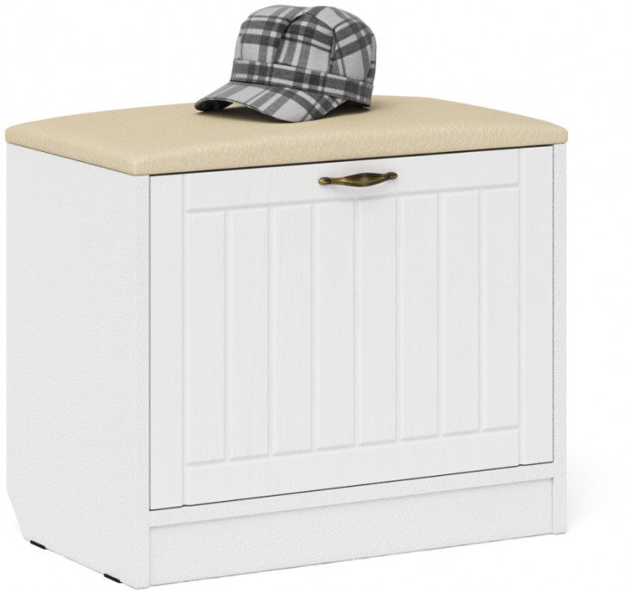 Прихожая П-6 Компоновка № 09, цвет белая шагрень/фасады МДФ белое дерево фрезеровка прованс, ШхГхВ 180х50х210 см., универсальная сборка