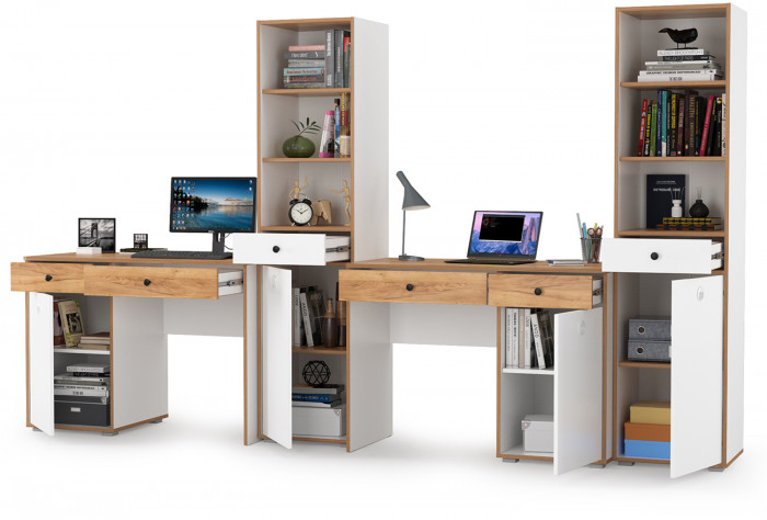 Вуди Компоновка № 14, белый премиум/дуб крафт золотой