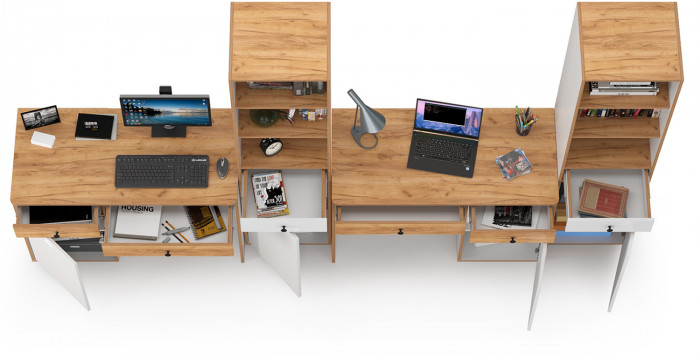 Вуди Компоновка № 14, белый премиум/дуб крафт золотой