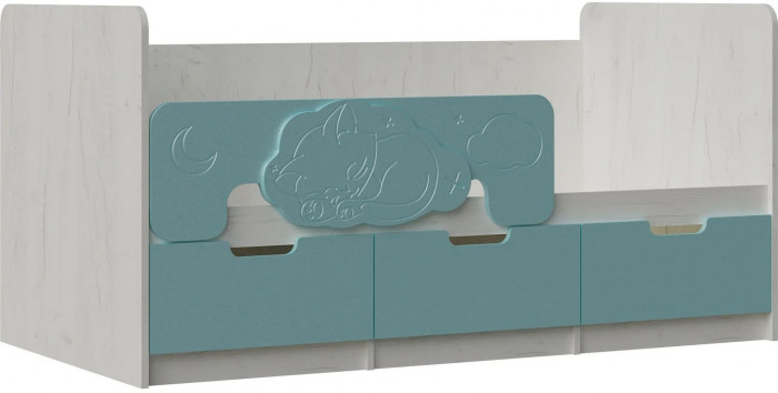 Юниор-4 Кровать 80х180 (Шарли бриз, Крафт белый)