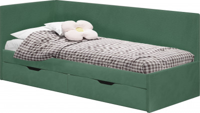 Кровать односпальная "Лео" КР-49 Белый/Изумруд/ЛДСП настил