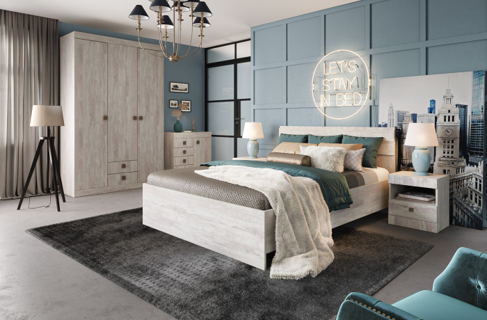 Кровать двуспальная 160х200 с щитовым основанием "Лондон" - Ледяное дерево