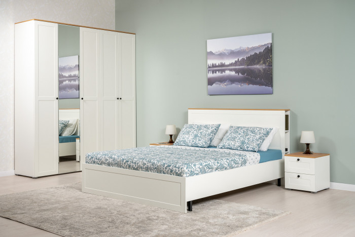 Остин 13.336.03 Шкаф для одежды(три двери, белый шагрень/дуб крафт золотой