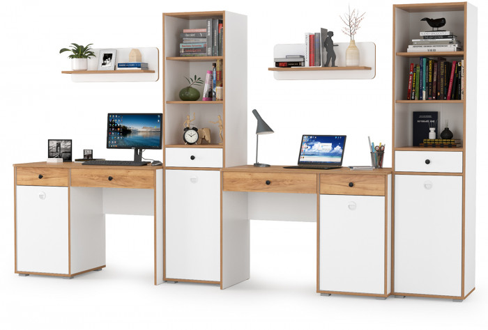 Вуди Компоновка № 15, белый премиум/дуб крафт золотой