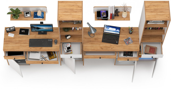 Вуди Компоновка № 15, белый премиум/дуб крафт золотой