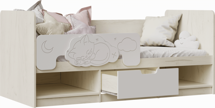 Юниор-4 Кровать 80х180 (Шарли мокко, Крафт белый)