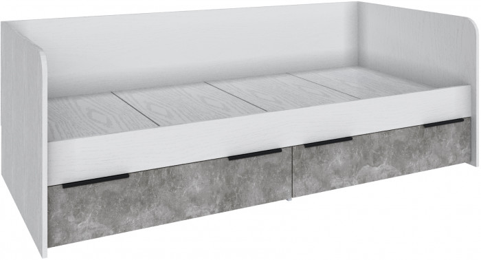 Кровать Мадрид (0,8) с 2-мя ящиками, Белый/Ателье светлое