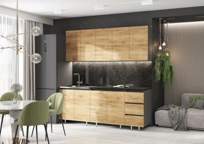 Кухня Челси 2,0м, Дуб Крафт/Графит, (Кастилло темный)