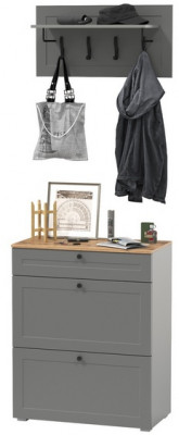 Остин 16.121 Тумба для обуви + 15.12 Вешалка, серый графит/дуб крафт золотой