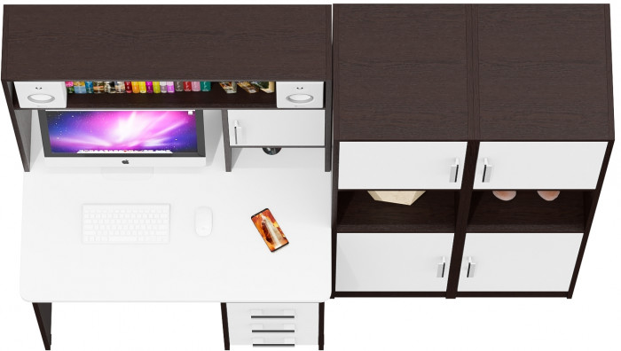 С-МД-СК9 Компоновка № 02, цвет венге/белый шагрень, ШхГхВ 188х70х160 см., НЕ универсальная сборка