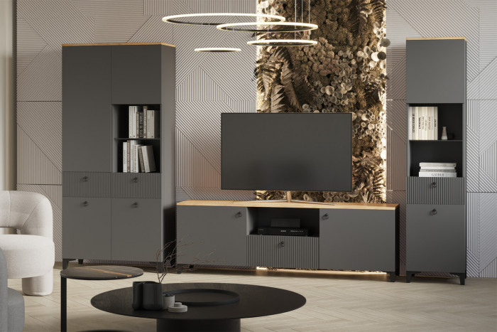 Шкаф со стеклом Ника 400, Эйхория, Графит