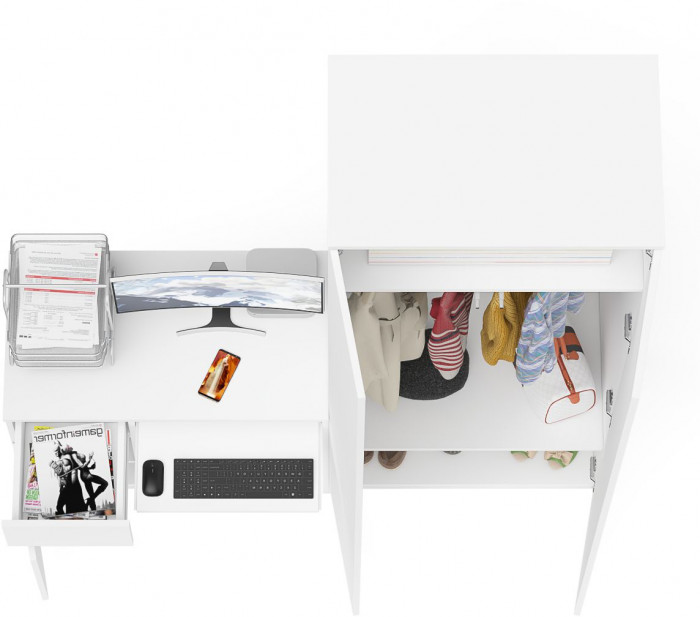 Мори Стол компьютерный МС-1 левый + Шкаф МШ800.1, цвет белый, ШхГхВ 170,4х50,4х209,6 см., выдвижной ящик слева, НЕ универсальная сборка