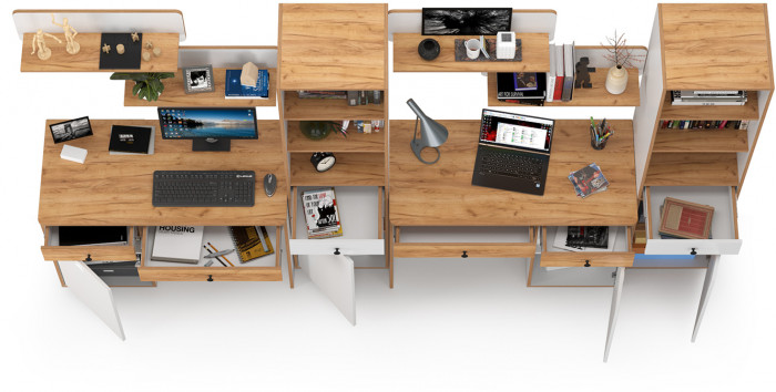 Вуди Компоновка № 16, белый премиум/дуб крафт золотой