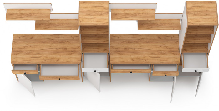 Вуди Компоновка № 16, белый премиум/дуб крафт золотой