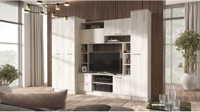 Гостиная Флора (без зеркала) (Дуб Крафт белый)