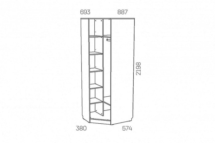 НМ 014.11 ЛВ Шкаф угловой Оливия Дуб Сонома/белое дерево