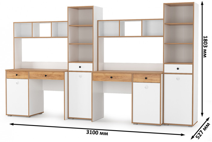 Вуди Компоновка № 17, белый премиум/дуб крафт золотой
