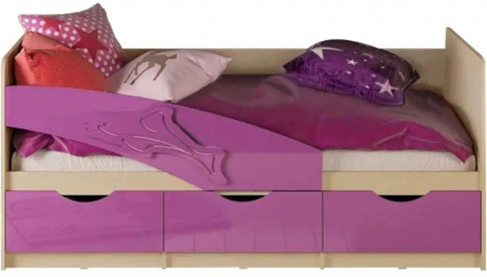 Детская кровать Дельфин 80х160 (Крафт белый, Шарли бриз)