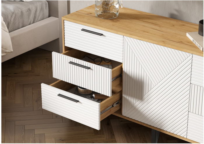 Комод Флэш Браш Вайт/Дуб Крафт (Крафт/ Браш Вайт)