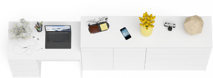 Мори компьютерный стол МС-6 левый + Комод МК1600.1, белый