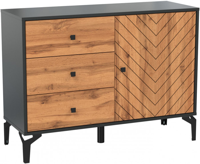 Комод  Лофт 59.02 черный/дуб вотан