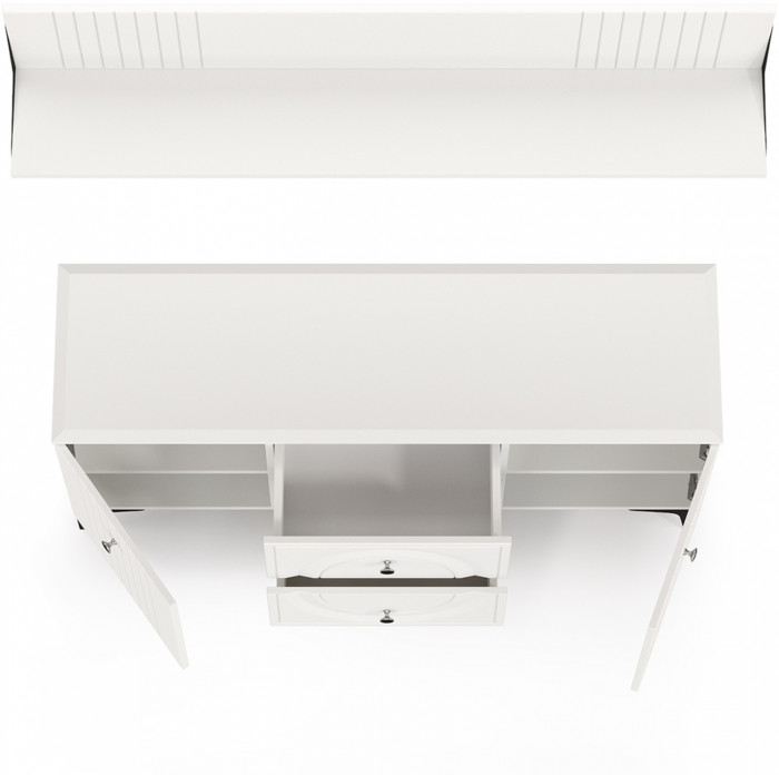 Валенсия Гостиная № 050, ЛДСП белый шагрень/МДФ белый шагрень