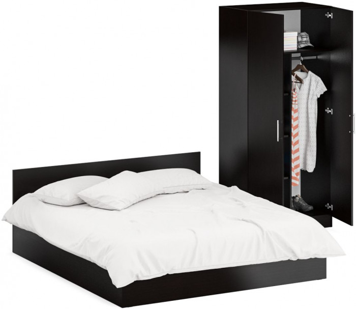 Кровать 1800 + Шкаф 2-х створчатый Стандарт, венге