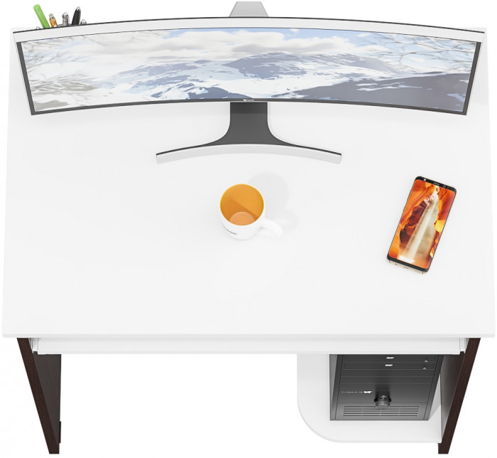 Стол компьютерный С-МД-СК11-1, цвет венге/белый шагрень, ШхГхВ 74,6х50х75 см., НЕ универсальная сборка