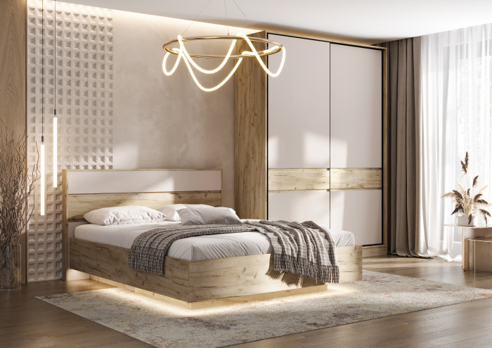 Модульная спальня Роджина, Крафт серый/Кашемир