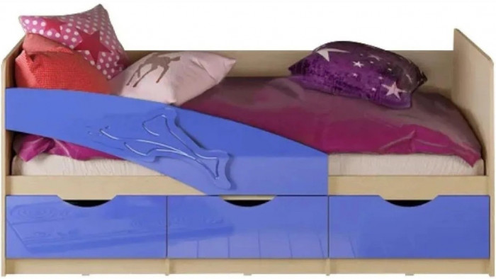 Детская кровать Дельфин 80х180 (Шарли бриз, Крафт белый)