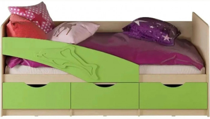 Детская кровать Дельфин 80х180 (Шарли бриз, Крафт белый)