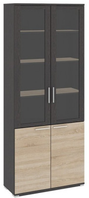 Успех-2 ПМ-184.17 Шкаф для документов с 2-мя дверями со стеклом (Венге Цаво, Дуб Сонома)