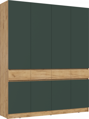 Роджина Шкаф 4-х створчатый, Дуб крафт/Изумрудный