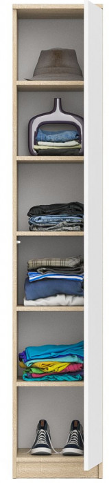 Мори Пенал МШ400.1, цвет дуб сонома/белый, ШхГхВ 40,4х50,4х209,6 см., универсальная сборка