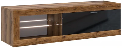 Прага Тумба ТВ мини, делано/Черный глянец