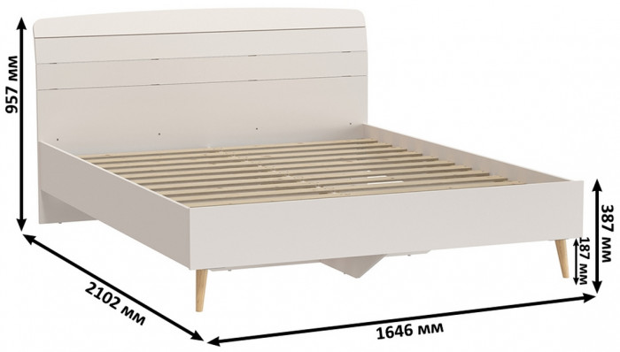 Афина Спальня 10-1600, цвет кашемир серый, сп.м. 1600х2000 мм., б/м, основание есть - фанера