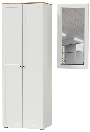 Остин Прихожая 07, цвет белый шагрень/дуб крафт золотой, ШхГхВ 139,5х54,3х229,6 см., универсальная сборка