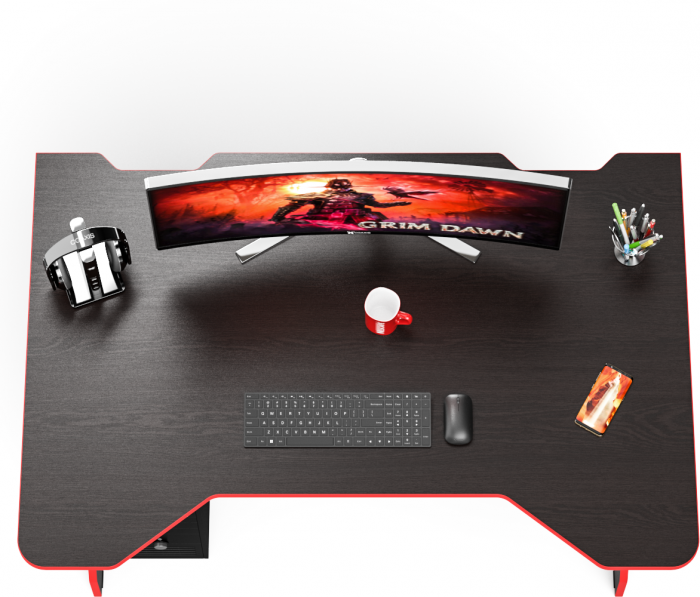 Стол компьютерный С-МД-СК5-1400, цвет венге/кромка красная, ШхГхВ 140х90х75 см. (Стол для геймера Краб-5)