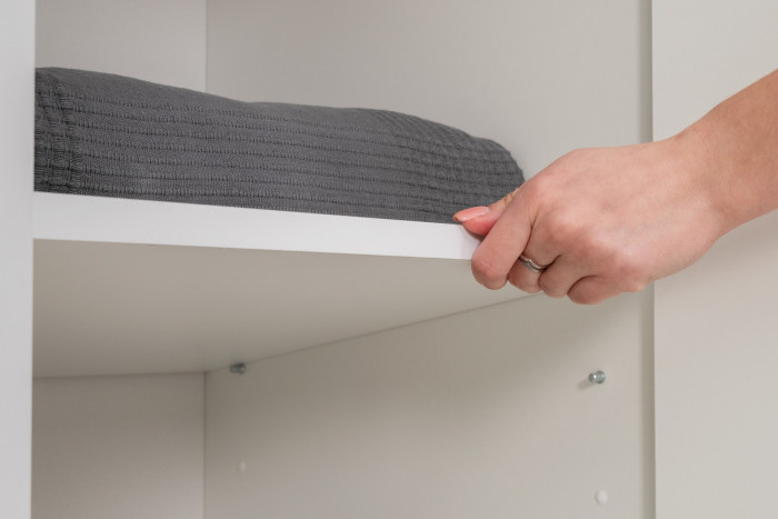 Эйр Гостиная 16.324.02 Шкаф, цвет белый шагрень, ШхГхВ 62х38,1х219,5 см., универсальная сборка